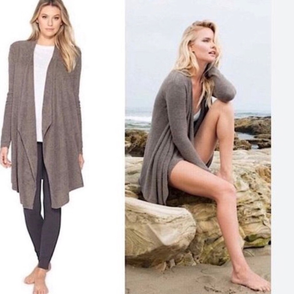 Barefoot Dreams Cozy Chic Lite Waterfall Cardigan Sweater Wrap 436 Sz Xs
